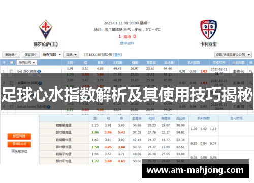 足球心水指数解析及其使用技巧揭秘